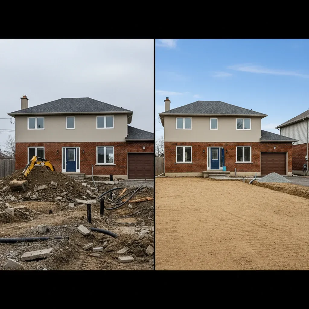 Excavating contractor transformation - before and after by Urban Landscaping Laval in Laval